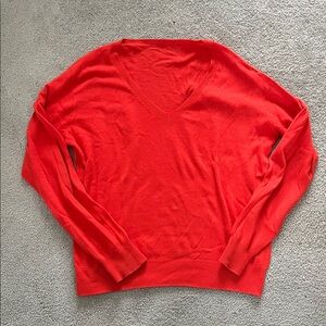 V-Neck Orange Red Women's Sweater M
